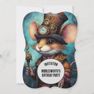 Invitación Capitán Ratón Steampunk nombre personalizado