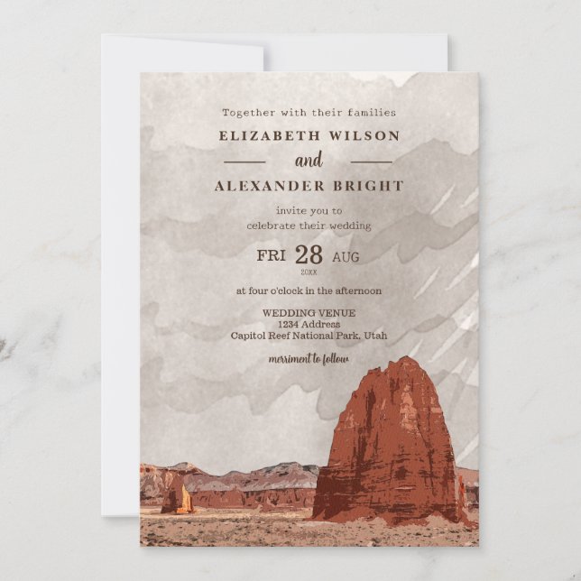 Invitación Capitol Reef NP Utah Catedral de la Catedral de la (Anverso)