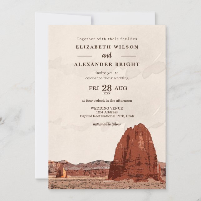 Invitación Capitol Reef NP Utah Catedral de la Catedral de la (Anverso)