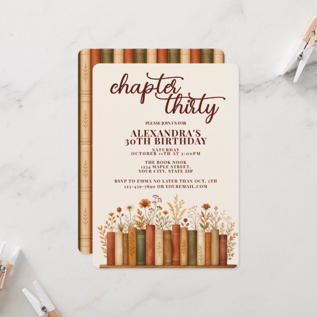Invitación Capítulo 30 Cumpleaños 30 Flor silvestre de otoño  (Anverso/Reverso In Situ)