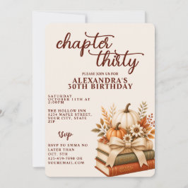 Invitación Capítulo 30 Cumpleaños 30 Otoño Calabaza Librera