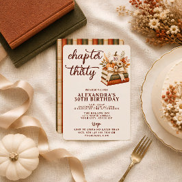 Invitación Capítulo 30 Cumpleaños 30 Otoño Calabaza Librera