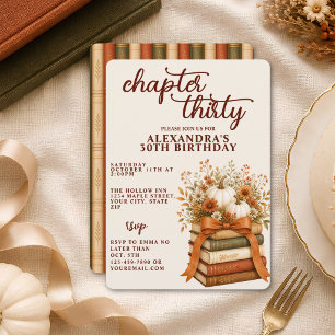 Invitación Capítulo 30 Cumpleaños 30 Otoño Calabaza Librera