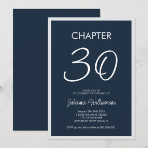 Invitación Capítulo 30 Fiesta de cumpleaños número 30 Navy Bl