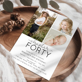 Invitación Capítulo 40 Collage de Fotos Personalizado Cumplea