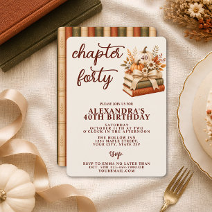 Invitación Capítulo 40 Cumpleaños 40 Libro de Otoño Calabaza
