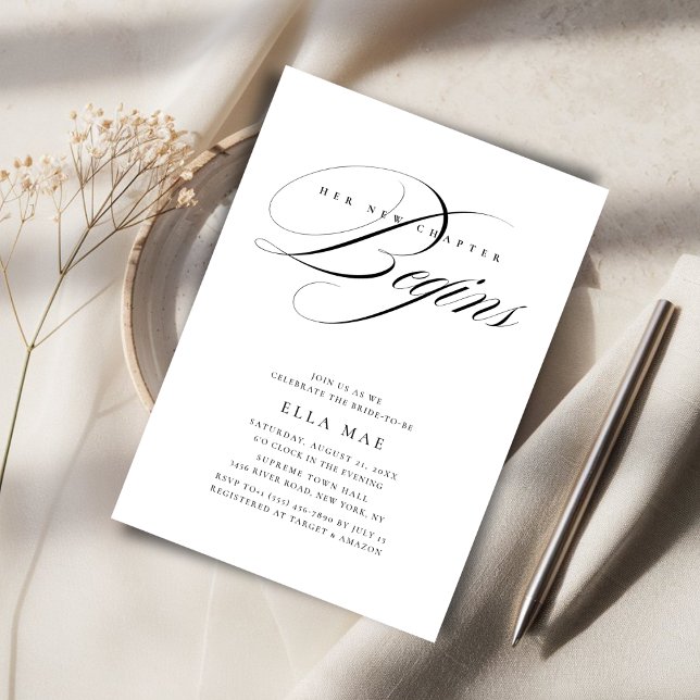 Invitación Capítulo blanco y negro comienza ducha de novias e (Subido por el creador)