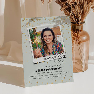 Invitación Capítulo Cincuenta Divertida Foto Moderna Cumpleañ