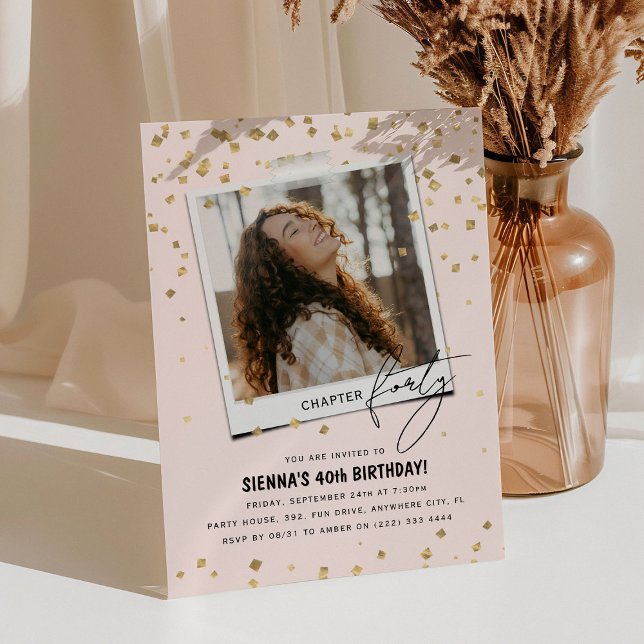 Invitación Capítulo Cuarenta Cumpleaños Divertido Moderno Fot (Subido por el creador)