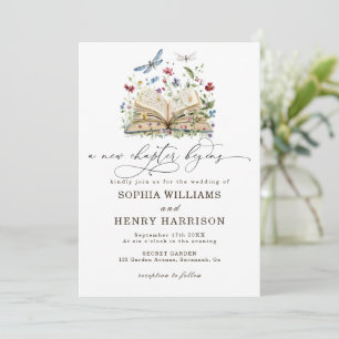 Invitación Capítulo de noticias comienza libro floral boda 