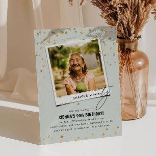 Invitación Capítulo Noventa Divertida Foto Moderna Cumpleaños