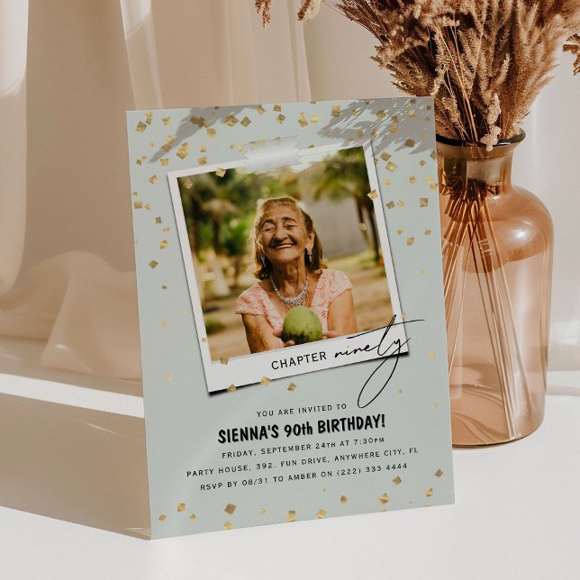 Invitación Capítulo Noventa Divertida Foto Moderna Cumpleaños (Subido por el creador)