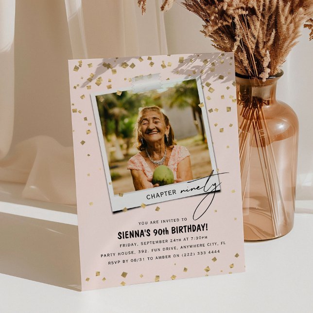 Invitación Capítulo Noventa Divertida Foto Moderna Cumpleaños (Subido por el creador)