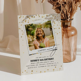 Invitación Capítulo Noventa Divertida Foto Moderna Cumpleaños