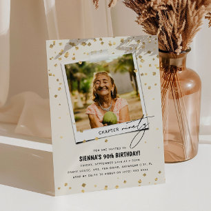 Invitación Capítulo Noventa Divertida Foto Moderna Cumpleaños