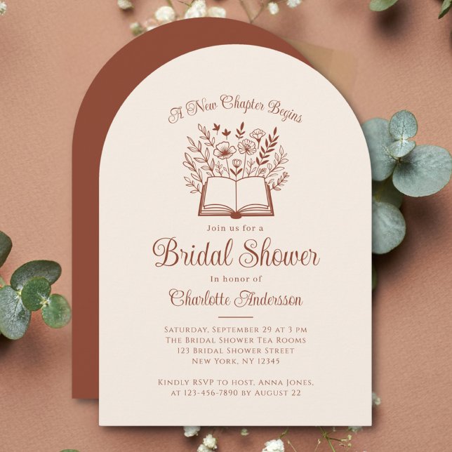 Invitación Capítulo Nuevo Flores Silvestres Terracota Despedi (Subido por el creador)