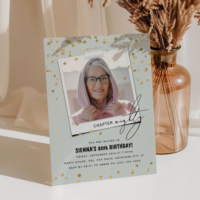 Invitación Capítulo Ochenta Cumpleaños Divertido Foto Moderna (Subido por el creador)