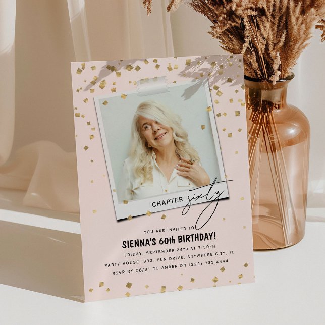 Invitación Capítulo Sesenta Divertida Foto Moderna Cumpleaños (Subido por el creador)
