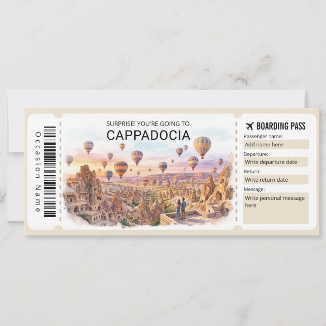 Invitación Cappadocia Trip Boarding Pass Ticket (Anverso)