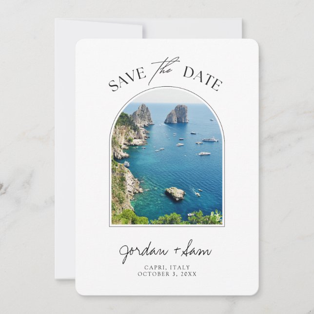 Invitación Capri Italia Wedding Save the Date (Anverso)