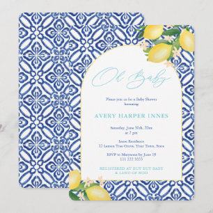 Invitación Capri Lemons Verde azulado Oh Baby Theme Baby Show