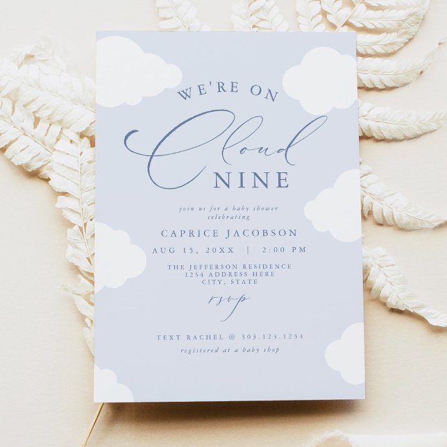 Invitación CAPRICE Dusty Blue Cloud Nueve Baby Shower (Subido por el creador)