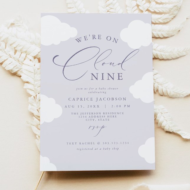 Invitación CAPRICE Lavender Purple Cloud Nueve Baby Shower (Subido por el creador)