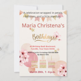 Invitación Caprichos y Deseos Cumpleaños Globo Flor de Cerezo