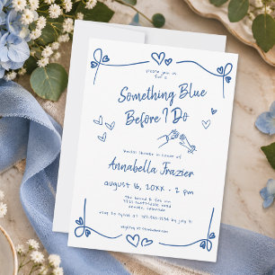 Invitación Caprichosa Algo Azul Regalo de Boda Dibujado a Man