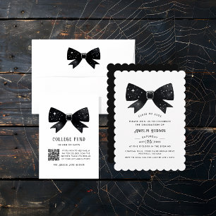 Invitación Caprichosa Coqueta Negra con Lazo para Fiesta de G