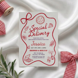 Invitación caprichosa de baby shower de entrega es