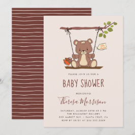 Invitación caprichosa de Baby Shower del oso de