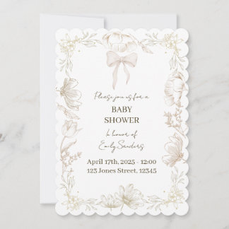 Invitación caprichosa de baby shower floral de Del