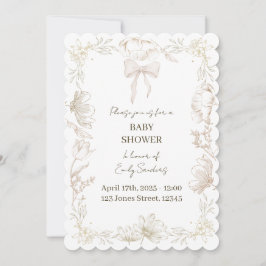 Invitación caprichosa de baby shower floral Delft