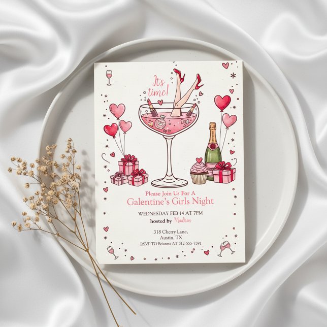 Invitación caprichosa de Galentine's Martini (Fun Girls Celebration)