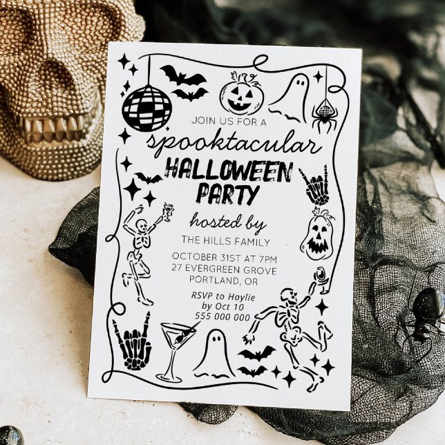 Invitación caprichosa de Halloween con garabatos a (Subido por el creador)