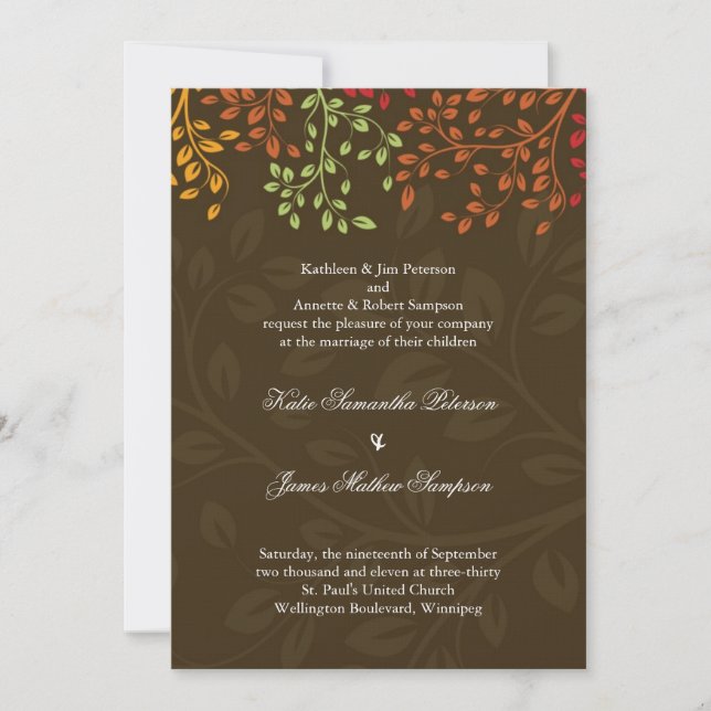 Invitación caprichosa de la boda de la caída (Anverso)