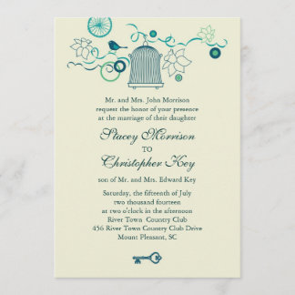 Invitación caprichosa de la boda de la jaula de