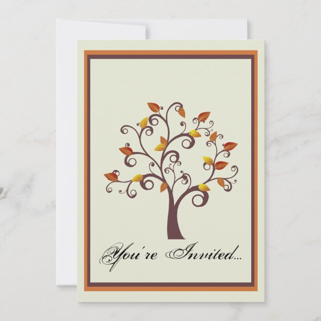 Invitación caprichosa de la boda del árbol de la (Anverso)