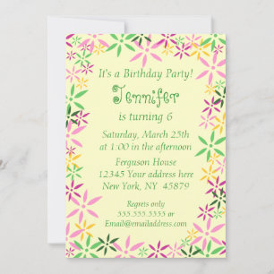 Invitación caprichosa floral del cumpleaños de los
