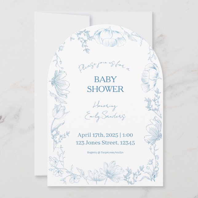 Invitación caprichosa para baby shower al estilo D (Anverso)