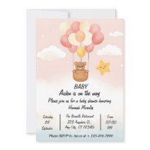 Invitación caprichosa para baby shower con globo a