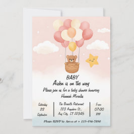 Invitación caprichosa para baby shower con globo a