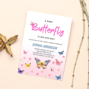 Invitación caprichosa para baby shower de mariposa