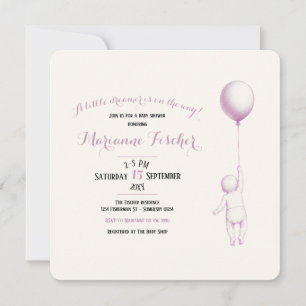 Invitación caprichosa para baby shower rosa retro