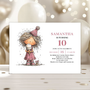 Invitación caprichosa para los 10 años de una niña