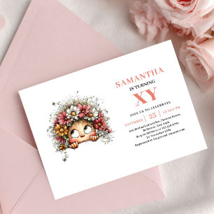 Invitación caprichosa rosa para el séptimo cumplea