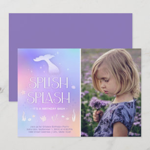 Invitación caprichosa y brillante de sirena Splish