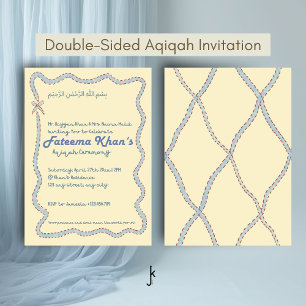 Invitación Caprichosas ondas de suave amarillo claro azul Aqi