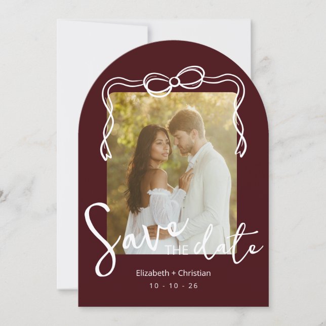 Invitación Caprichoso Arco de Foto de Burgundy Profundo para  (Anverso)